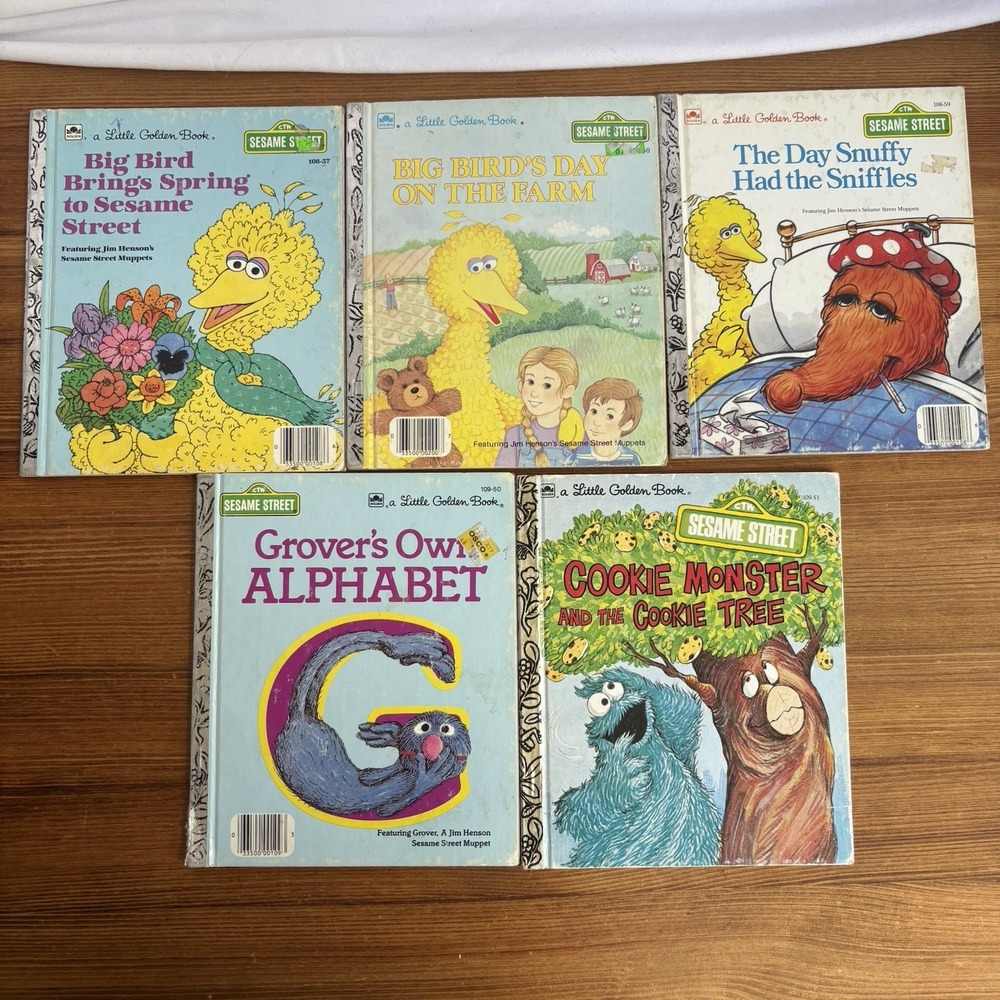 1980s Sesame Street Little Golden Books Lot of 5 Big Bird Grover Cookie Monster